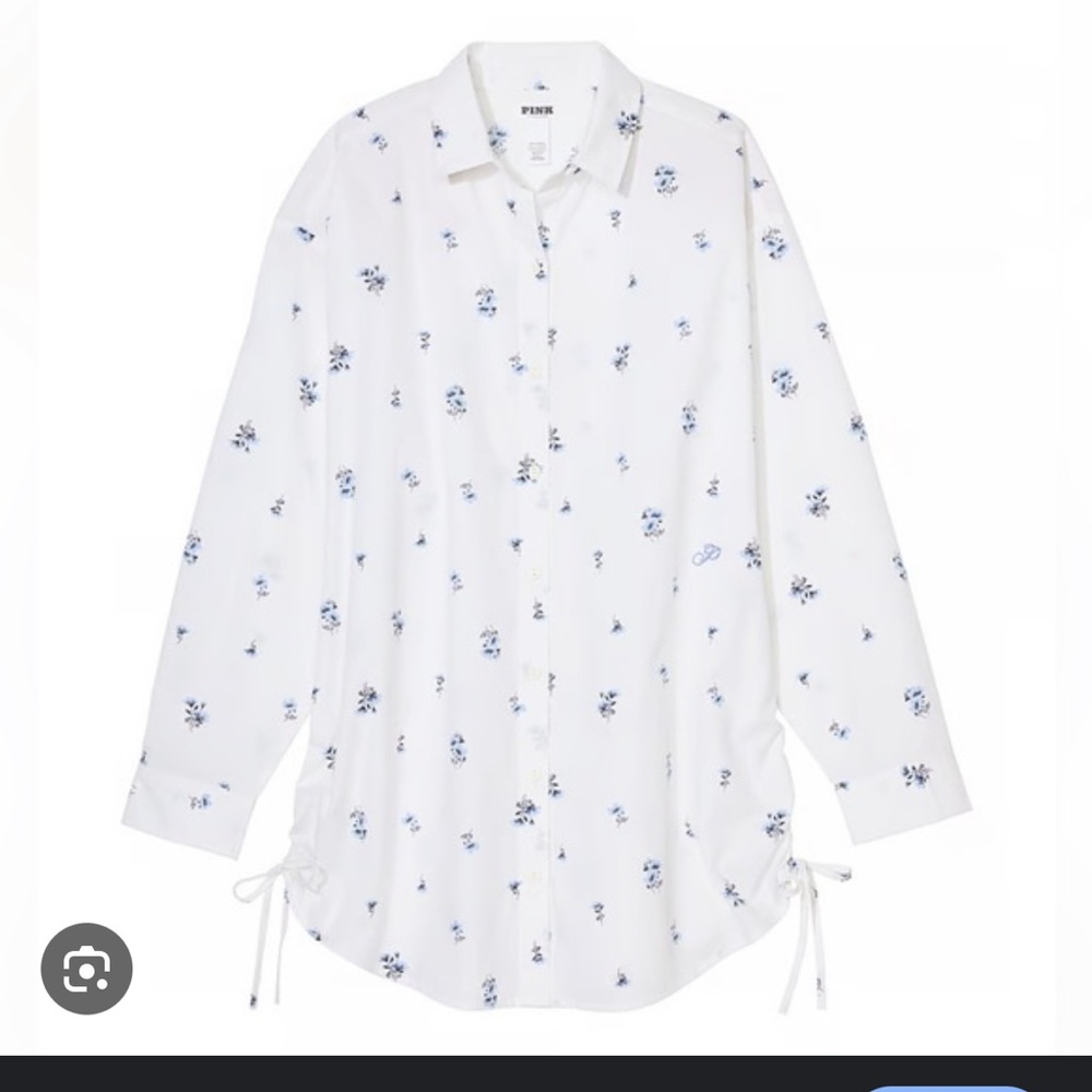 PINK Victoria's Secret White and Blue Floral Men's Shirt